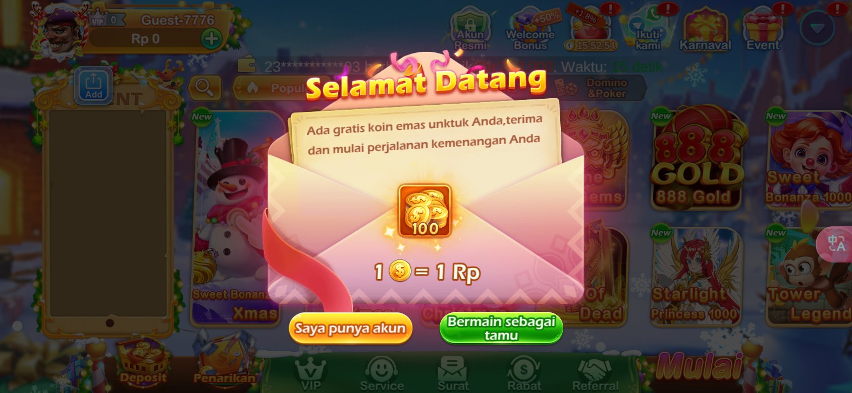 Dapatkan koin emas gratis di K3K3 2 4 7410 3 untuk pengguna baru.