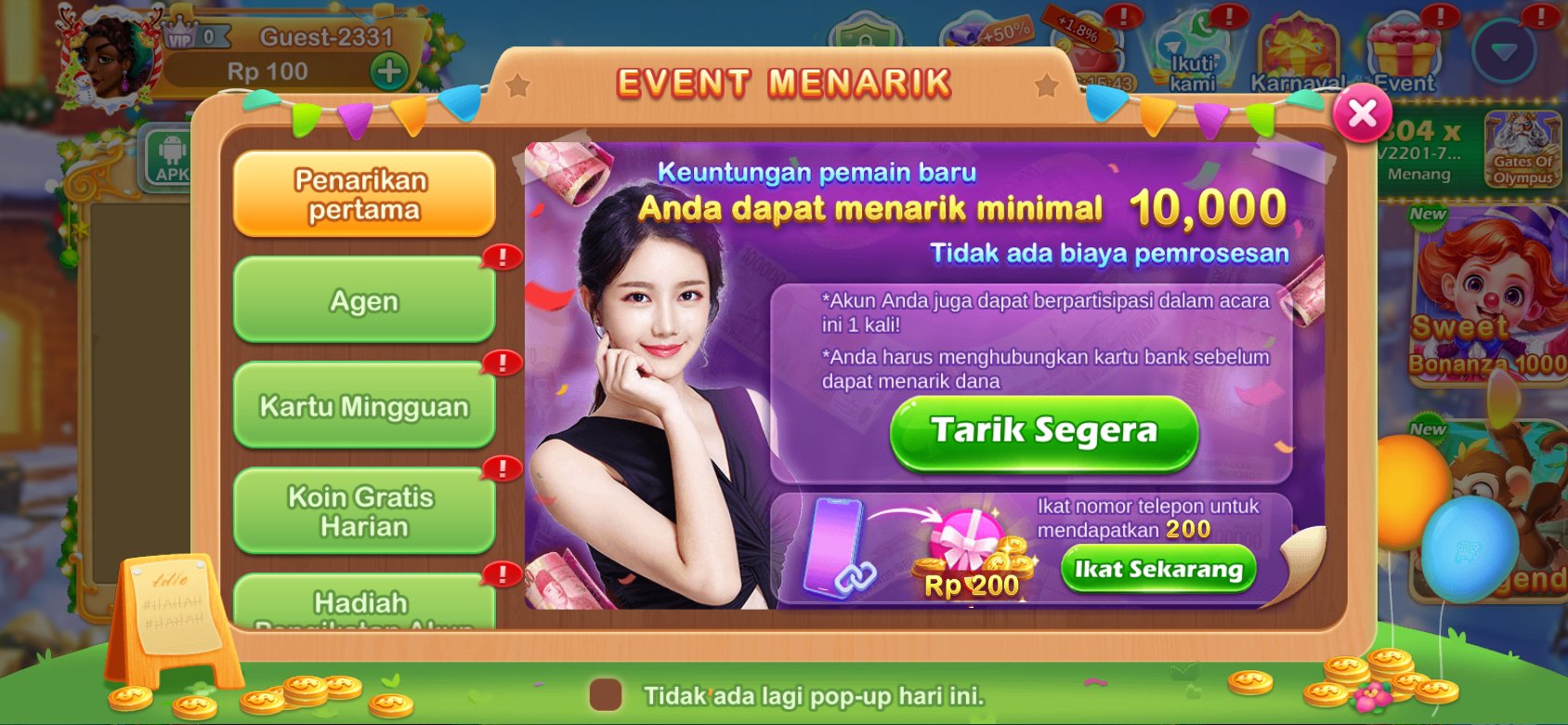 Penarikan cepat tanpa biaya di K3K3 2 4 7410 3 untuk pemain baru.